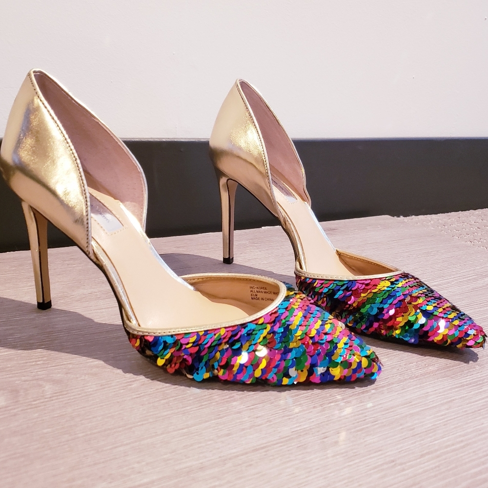 INC Sequined D'orsay Heels
